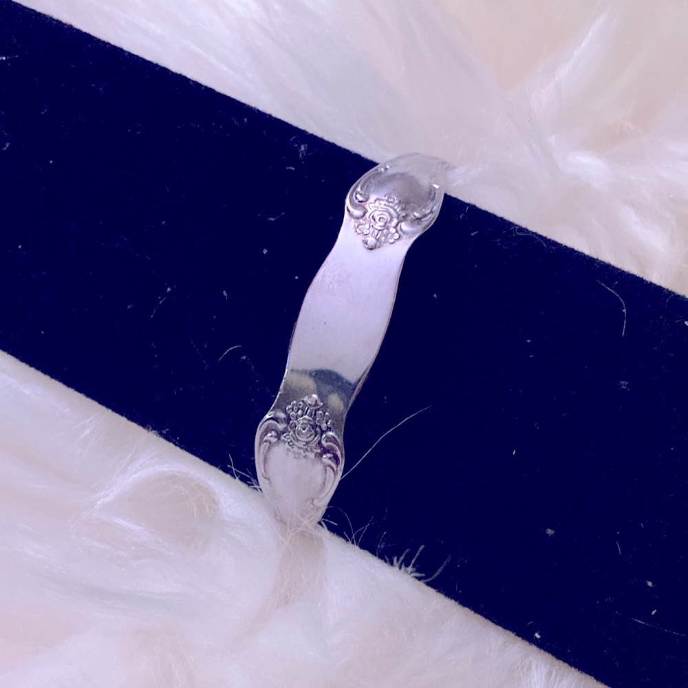 🆕Sterling Silver Floral Spoon Cuff Bracelet In Velvet Pouch